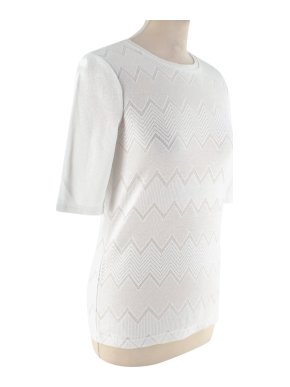 Theory White Cotton Knit Short Sleeve Top