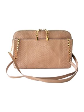 Chloe Beige Snakeskin Embossed Shoulder Bag