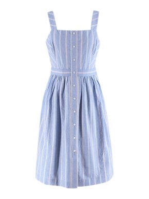 Draper James Blue Striped Cotton Sleeveless Dress