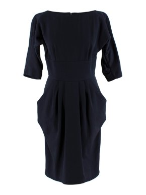Aquascutum Navy Wool 3/4 Sleeve Short Dress
