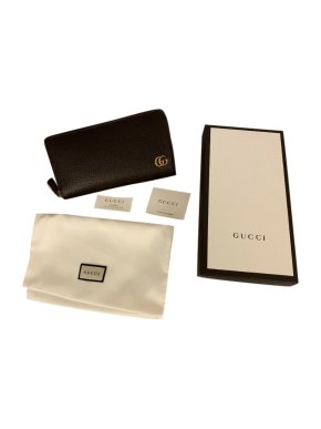 Gucci dark brown zip around leather wallet