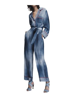 Fendi denim print luxe flowy jumpsuit