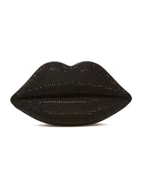 Lulu Guiness Black Swarovski Lips Clutch