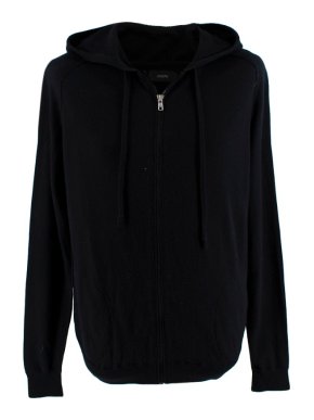 Joseph Black Zip Up Wool Hooded Jacket