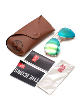 Ray Ban Golden Matte Frame Green Flash Lenses Aviators