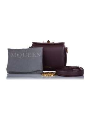 Alexander McQueen Burgundy Box 16 Leather Crossbody Bag