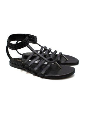 Fendi Black Leather Gladiator Sandals