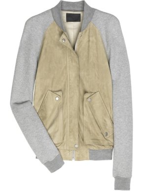 Alexander Wang Camel Suede & Grey Jersey Jacket