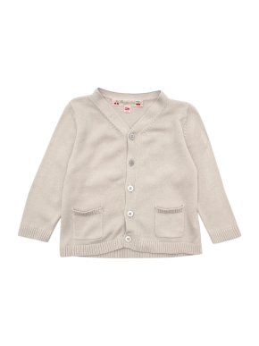 Bonpoint Beige Cotton Knit Cardigan