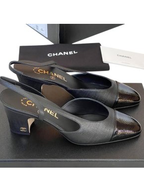 Chanel Goat & Calf Leather Slingback Pumps