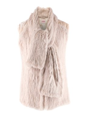 Matthew Williamson Beige Rabbit Fur Scarf Tie Gilet