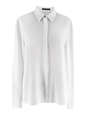 Luisa Cerano Lace Detailed Crystal Button White Blouse