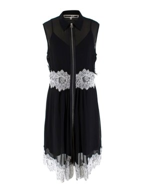 McQ Alexander McQueen Black Silk Blend Lace Trimmed Dress
