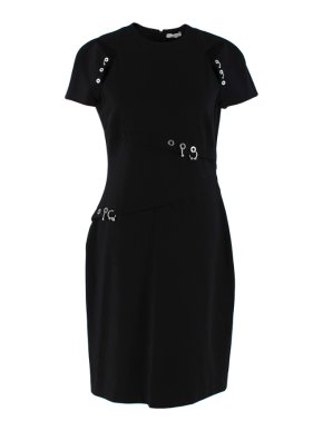 Versace Collection Black Silver Eyelet & Hook Embellished Dress