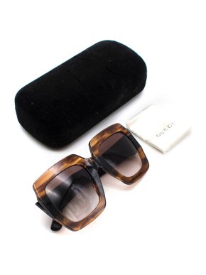 Gucci Brown Oversized GG Angular Sunglasses