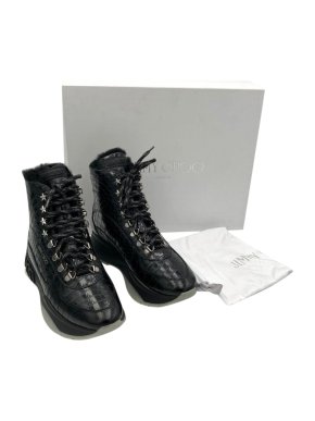 Jimmy Choo Inca Black Embossed Hiking Boots