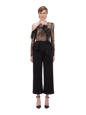 Self Portrait Fine Lace Frill Jumpsuit