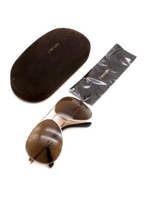 Tom Ford Brown & Gold Aviator Sunglasses