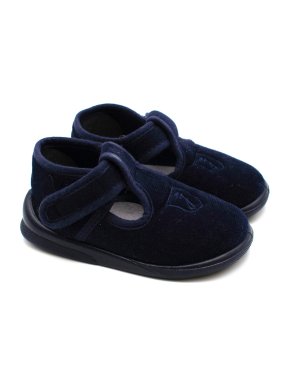 Jacadi Navy Velvet Embroidered Shoes