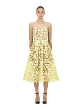 Self-Portrait Yellow Azaelea Midi Dress