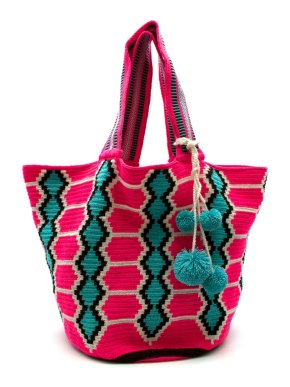 Sophie Anderson Neon Pink Inez Woven Shopper Bag