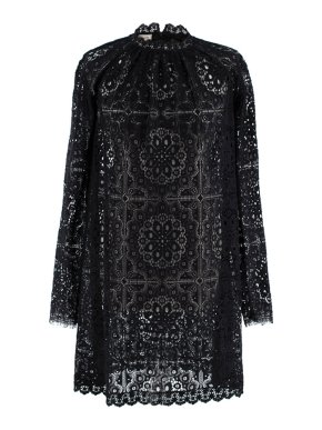 Temperley Black Lace Long Sleeve Mini Dress