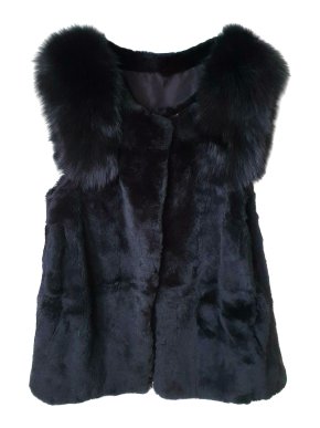 Bespoke Black Rabbit Fur Sleeveless Jacket