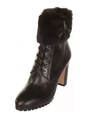 Aquazzura Mink Fur Trimmed Leather Marmont Ankle Boots