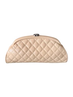 Chanel beige calf skin mademoiselle clutch