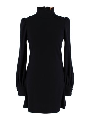 Biba Black Wool Long Sleeve Mini Dress