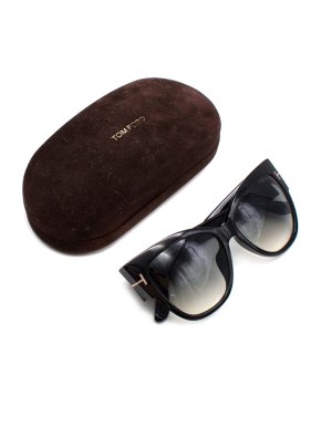 Tom Ford Black Acetate Cat Eye Anoushka Sunglasses