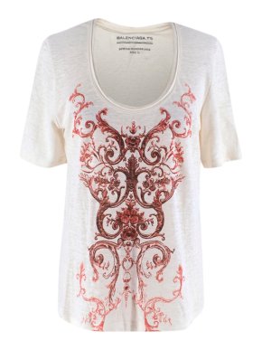 Balenciaga Ivory Linen Rocaille T-shirt