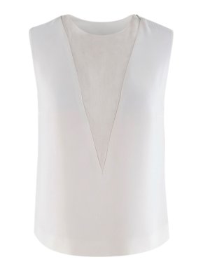 Joseph Ivory Silk Sheer Paneled Sleeveless Top