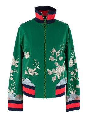 Gucci Floral-embroidered silk-satin bomber jacket