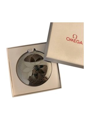 Omega Silver Tone Compact Mirror