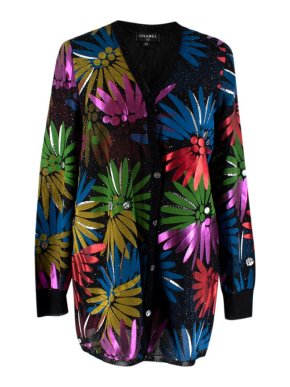 Chanel Paris/Cuba Collection Metallic Embellished Tulle Cardigan