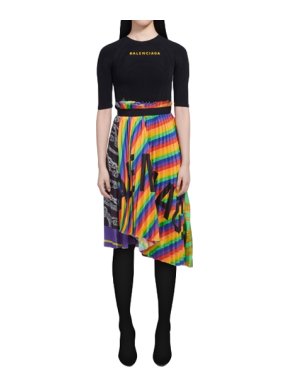 Balenciaga Rainbow Scarf Pleated Skirt