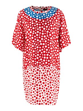 Louis Vuitton x Yayoi Kusama Red & Blue Silk Spotted Dress