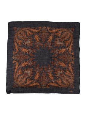 Drake's Navy Wool & Silk Scarf