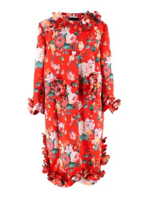 Simone Rocha Floral-appliquéd Printed Satin Coat