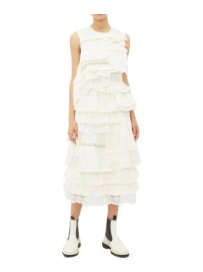 Moncler 4 Simone Rocha Lace-trimmed broderie-anglaise ruffled dress