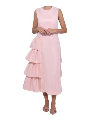 Simone Rocha Pink Neoprene Asymmetrical Ruffled Dress