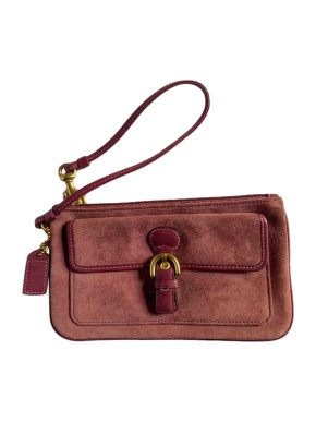 Coach Suede Mauve Bowtail Wristlet Detail Wristlet