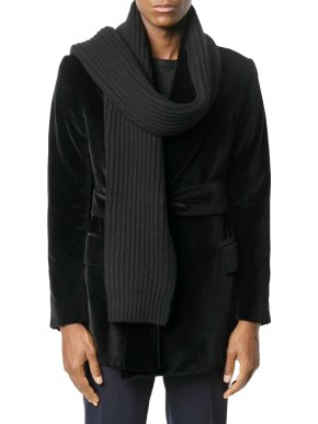 Dolce & Gabbana black virgin wool cable scarf