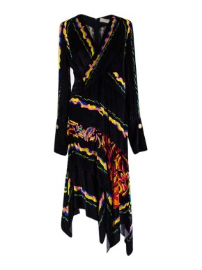 Peter Pilotto Multicoloured Black V-Neck Wrap Style Dress