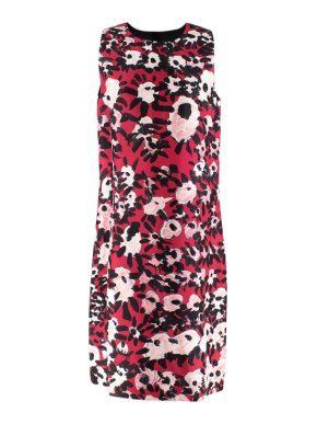 Marni Red Abstract Floral Print Cotton & Silk Blend Dress