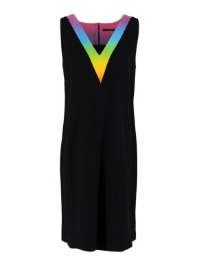 Christopher Kane Rainbow Collar Black Wool Dress