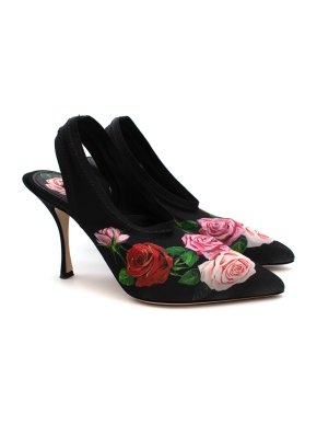 Dolce & Gabbana Lori Floral Satin Slingback Pumps