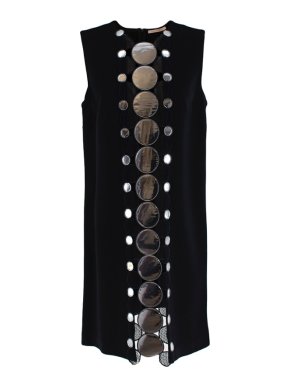 Christopher Kane Silver Embellished Black Shift Dress