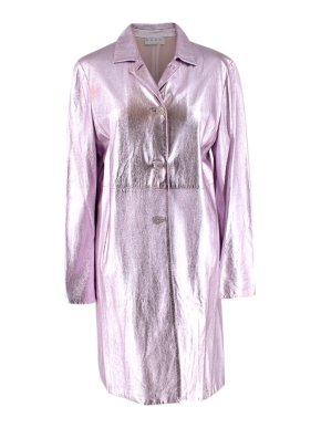 Marni Pink Metallic Leather Overcoat
